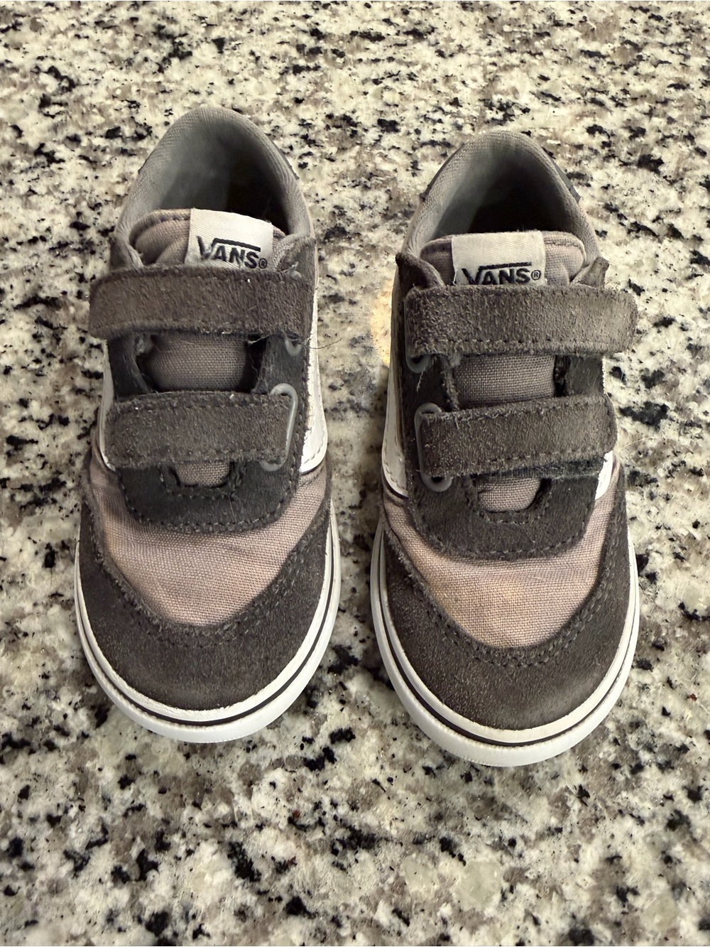Vans Kids Gray Suede & Canvas Velcro Sneakers